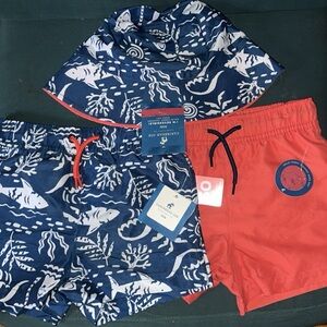 Caribbean Joe Navy and White Swim Shorts